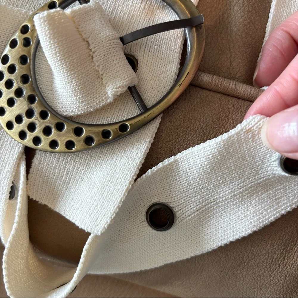 VINTAGE Y2K Belt Cream Beige Fabric.NO BRAND NO SIZE TAG.Festival Cowgirl‎ Boho